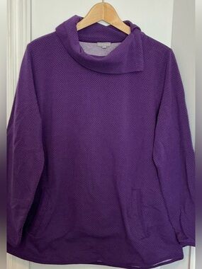 Talbots Purple Polka Dots Cowl Neck Pullover Fleece Sweater